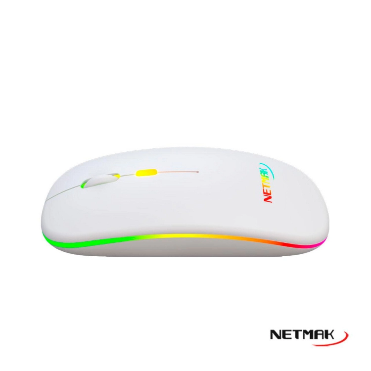 Mouse Netmak Inalambrico Recargable Optimize W90 Blanco 2.4GHZ Art.NM-W90-W